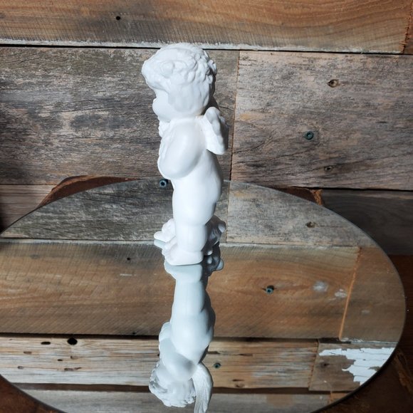 Vintage Bisque Cherub Angel Holding Flowers - Bunny at Feet - Unpainted. - Picture 6 of 9